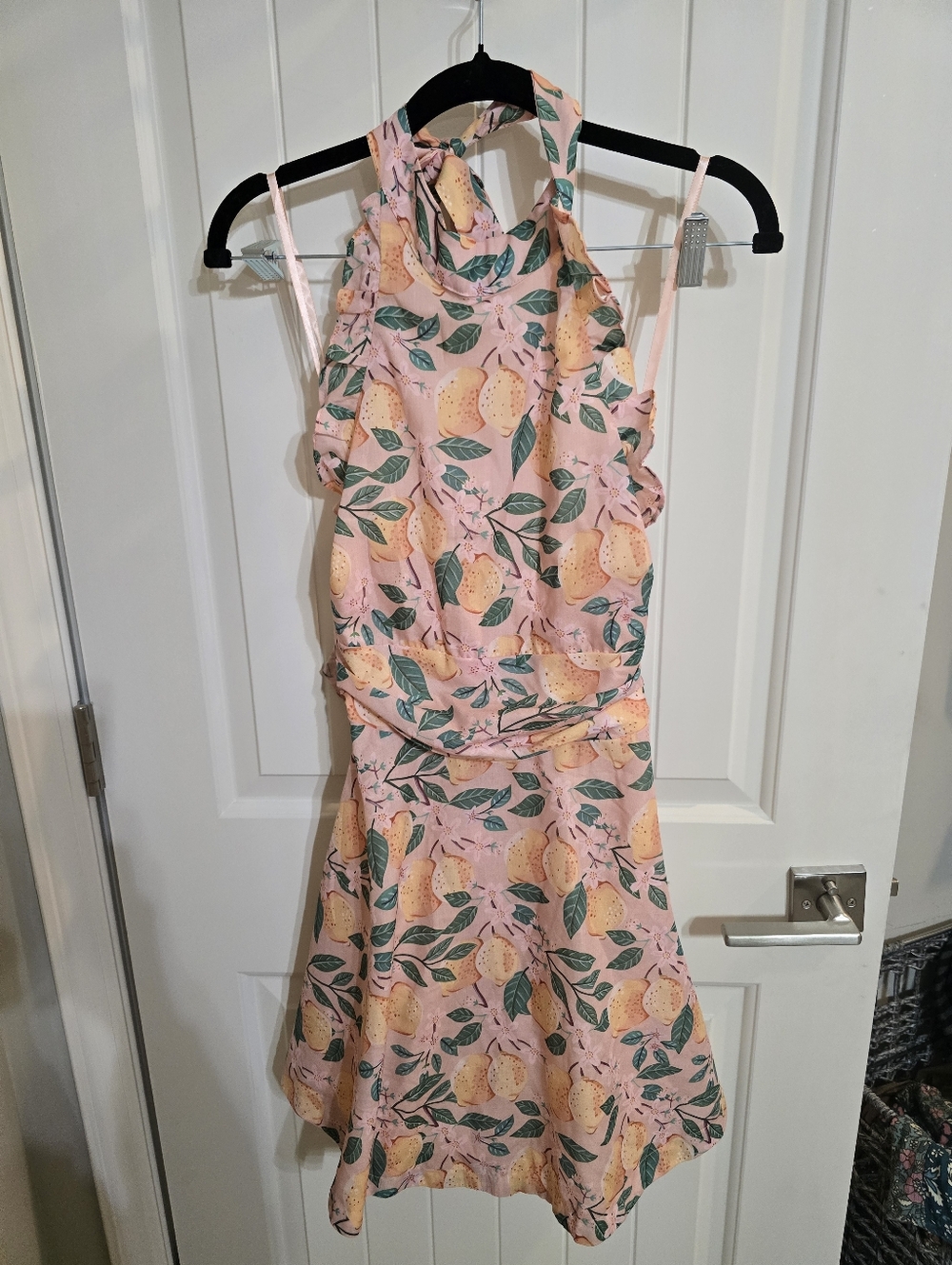 NWT Selfie Leslie Sleeveless Pink Lemon Print A-Line Dress Mauve Amalfi Small - Picture 2 of 5